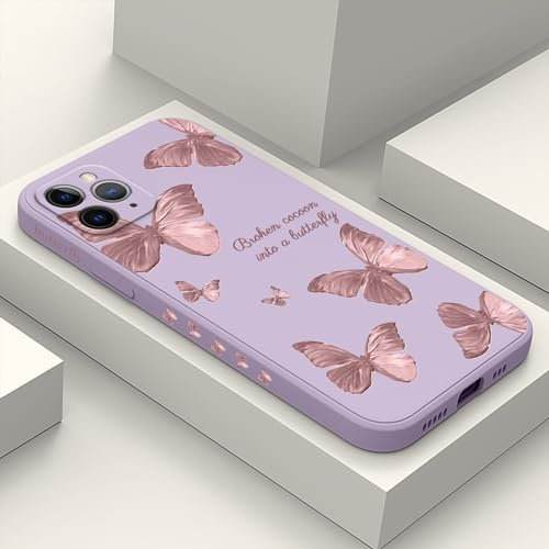 LEECG per iphone 11 Pro Max Cover Lato Creativo Design Stampe Sottile Morbido Protettivo Cover per iphone 11 Pro Max-Farfalla Viola