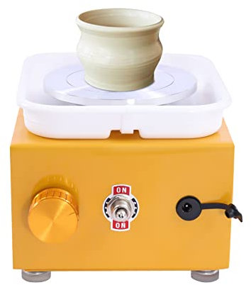 GMSLuu Mini Töpferscheibe 2000RPM Elektrische Töpferscheibe Keramik Rad Maschine Drehscheibe Für Keramikarbeiten Keramik Clay Art Craft Geschenk Heimwerken (Gelb)
