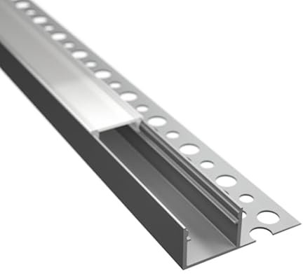 2m LED Fliesenabschluss Profil, Trockenbau Rigibs Einputzprofil FLIESE-14L für Led Streifen bis 14mm + Abdeckung matt (2m Profil Abdeckung matt)