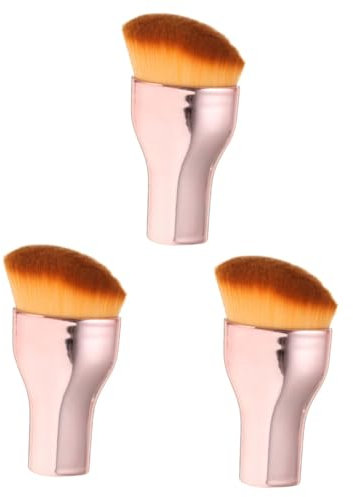 FRCOLOR 3pièces Pinceau à Fond Liquide Compact Et Portable Brosse De Maquillage Pour Application Précise Et Équilibrée Pour Fond De Teint Mélange Doré