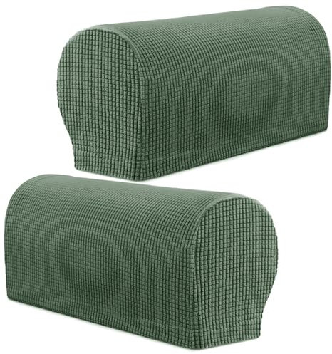FANSU Armlehnenschoner Sofa, 2 Stück Armlehnenbezug Anti-Rutsch Armlehnenbezüge Stretch Armlehnen-Bezüge Weiche Bezuige fuir Armlehnen Mobelschutz Vor Atzen (Olivgrün)