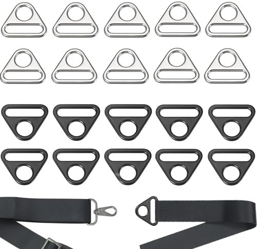 DHER Dreieckige Versteller D Ringe Metall Einsteller Dreieck 20 Stück Dreieck flacher Ring Schnalle, Toolkit Schultergurt Dreieck hängende Schnalle, Dreieck Schnalle Versteller (A, 25mm)