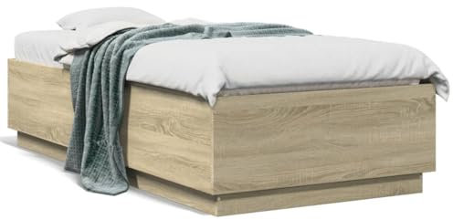 vidaXL Bettgestell, Bettrahmen mit Lattenrost, Bett Modernes Design für Schlafzimmer, Schlafzimmerbett Einzelbett, Sonoma-Eiche 75x190cm Holzwerkstoff