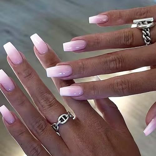 MrCuvaryas French Press On Nails Kurz Nagelsticker Französischer Nägel Zum Aufkleben, Elegantes Design Nail Art, Glossy Kunstnägel Selbstklebende Nail tips (Ballet Pink)