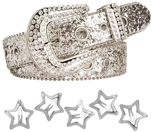 BDSHUNBF Strass Gürtel, Y2K Gürtel, Western Cowgirl, Punk Gürtel, bb Belt, Bling Gürtel, Gürtel Damen, für Jeans, Hosen, Nietengürtel mit Haarnadeln