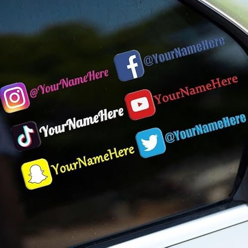 Confezione da 2 adesivi personalizzati per social media, adesivi 3D per trasferimento UV, DTF adesivi personalizzati con nome utente, logo del marchio, decalcomanie in vinile personalizzate per auto