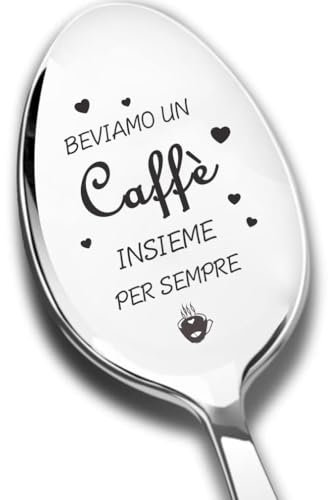 Cucchiai di caffè incisi, Beviamo un caffè insieme per sempre, Cucchiai in acciaio inossidabile, Regali per gli amanti, fidanzato, fidanzata, migliori amici, amanti del caffè