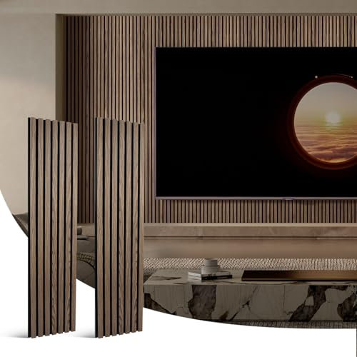 2 Holz-Schallwandpaneele, 120 * 28,5cm Holzlatten-Akustikpaneele Schallabsorbierend, Lärmdämpfende Paneele für Wohnzimmer, Schlafzimmer, Studio, Büro, Schwarznuss
