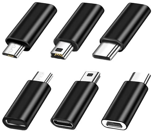 SHUBEIEUMI USB C Adapter 6 Stück, Micro USB auf USB C Adapter, Mini USB auf USB C Adapter, Unterstützt 2,4 A Schnellladung und Datentransfer, Kompatibel mit Laptops, Tablets, Phone usw