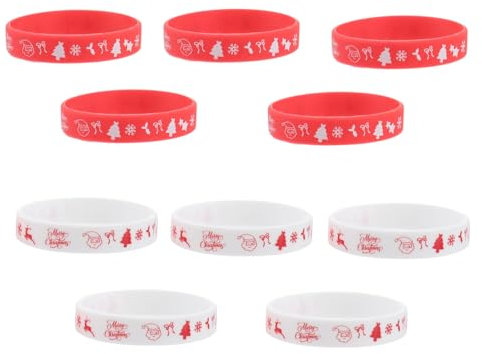 Hohopeti 10pcs Christmas Silicone Decorative Wristbands and Holiday Bracelets for Parties Family Gatherings and Daily Wear Unisex Festival Accessories