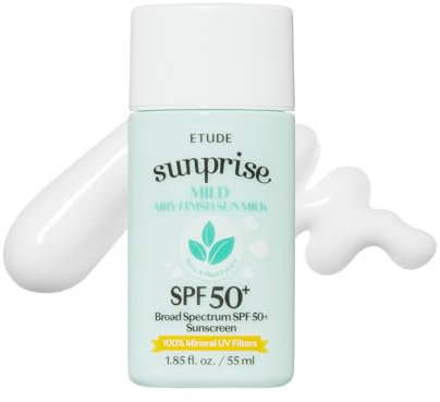 ETUDE Sunprise Sunscreen Milde Sonnenmilch LSF 50+ / PA++++ (55 ml) | Talgfrei, nicht klebrig, langanhaltender Schutz, 100% mineralischer koreanischer Sonnenschutz für empfindliche Haut