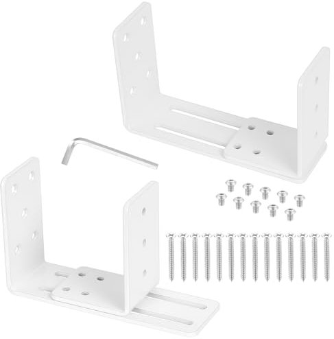 2 Pcs Supports de Serrure de Porte, Supports de Barricade de Porte 2x4, Réglable Supports d'Angle en U en Métal, Supports de Verrouillage de Porte pour Planches 2x4 Porte de Garage Atelier, Blanc