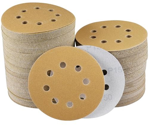 Sruhrak 100 Stk Exzenterschleifer 125mm Schleifpapier Körnung 150 Rund Schleifscheiben für Metall und Holz