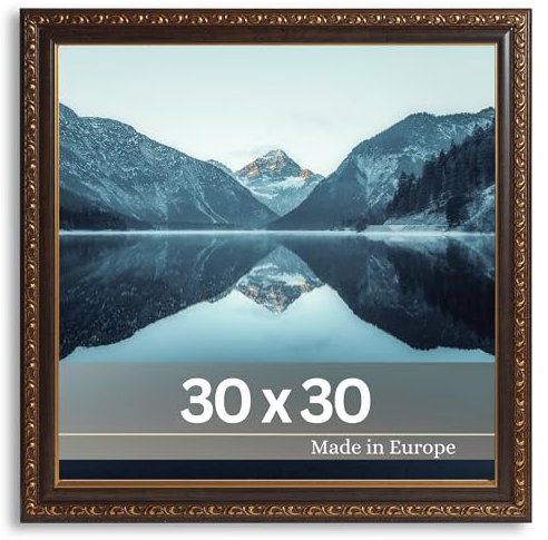 VictoR antiker - kunstvoller Fotorahmen „Chagall“ in Schwarz Gold - 30x30 cm Deko Bilderrahmen Vintage - Bilderrahmen Quadratisch - Bilderrahmen Schwarz 30x30 - Barock