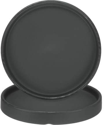 M METERXITY 2-Pack Ceramic Plant Saucer, 6.3 Inch 16cm Plant Water Catcher Tray, Plant Pot Saucers for Indoor/Outdoor Plants/Flower Drainage Drip Water Tray [Round Black]