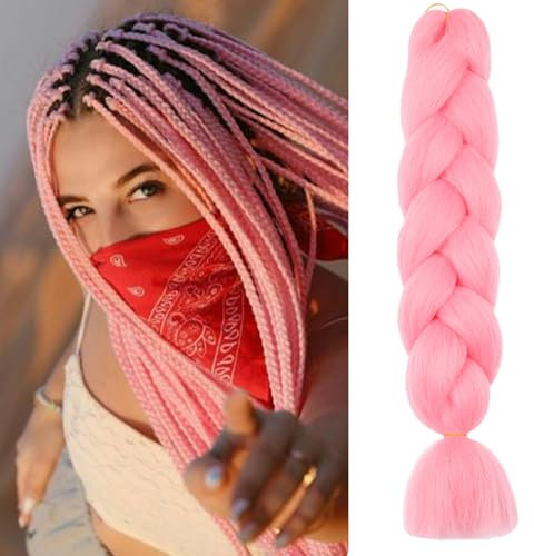ShowJarlly Capelli per Treccine Africane Jumbo Treccia Capelli 24 Morbido Extension per Treccine Africane 1 Pack Treccine Africane Extension Capelli(Rosa Scuro#)
