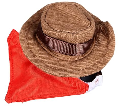 Nicear Halloween-Kostüm-Set für Haustiere mit Bartagamen, Cowboyhut und Bandana, verstellbares, abnehmbares Lätzchen, für Eidechsen, Hamster, kleine Hunde, Kaffeebraun