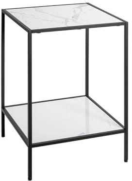 HAKU Möbel Beistelltisch, schwarz, weiß, Kunstmarmor, Metall - Maße: B 40 x H 60 x T 40 cm, Style: Art Deco