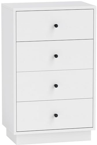 HOMCOM Kommode Sideboard mit 4 Schubladen Schrank aus Holzwerkstoff Aufbewahrungsschrank im Modern Stil Schubladenschrank Kommodenschrank für Wohnzimmer Schlafzimmer Flur 47 x 29 x 75 cm Weiß