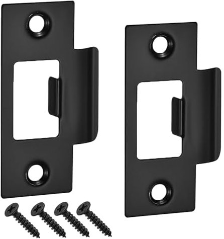 2Pcs Door Strike Plate,Door Latch Plate 70mm X 40.3mm for Door Frame Door Jamb Reinforcement, Black