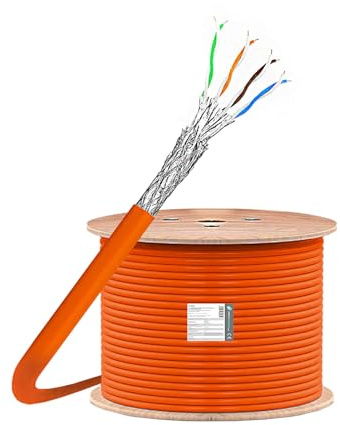 ProfiPatch Cat 7 Netzwerkkabel Verlegekabel Ethernet Kabel 10 Gbit 1000 Mhz Datenkabel S/FTP AWG23 PIMF LSZH Simplex orange 500m
