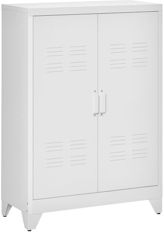 HOMCOM Armoire de Bureau à 3 Niveaux Métallique Blanc