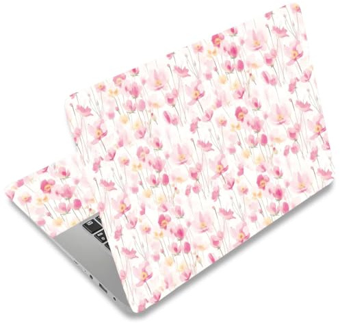 SUPERDANT Rosa Blumen Laptop Haut Aufkleber Universal Dekor Blumenmuster Notebook Sticker Für 12 13 13.3 14 15 15.4 15.6 Zoll Vinyl Schutzfolie Laptopcover