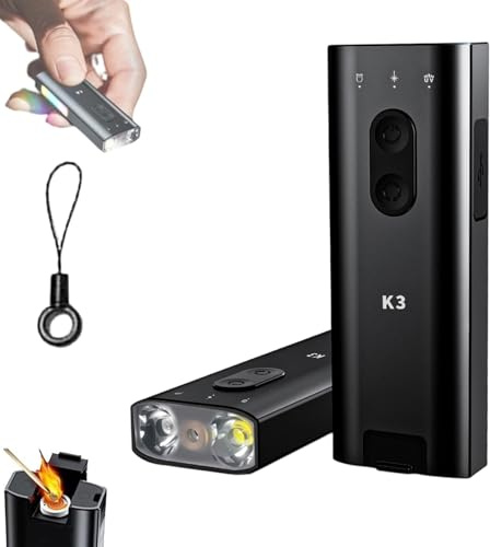 K3 Ultramulti EDC Schlüsselanhänger, Mini Keychain Taschenlampe 800 Lumen mit RGB Seitenlicht, Magnetclip, Schlüsselanhänger Taschenlampe wiederaufladbar, IP65 Wasserdicht für Outdoor, Camping