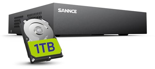 SANNCE1080P DVR 8CH Recorder CCTV Sicherheitssystem Digitales Video | HDMI Unterstützung, Audio Aufnahme, Bewegungssteuerung, Email Alarm, 1 TB Festplatte