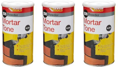 208 Powder Mortar Tone, Black, Concentrated Pigment, Weatherproof, Chloride-Free, 1kg, Pack of 3