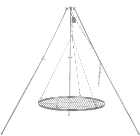 BBQ-Toro Dreibein Schwenkgrill mit Ø 70 cm Grillrost | Edelstahl | Höhenverstellbar 119-184 cm | Dreibein für Feuerschale, Schwenkgrill ohne Feuerschale, Garten Grill | Schwenker Grill