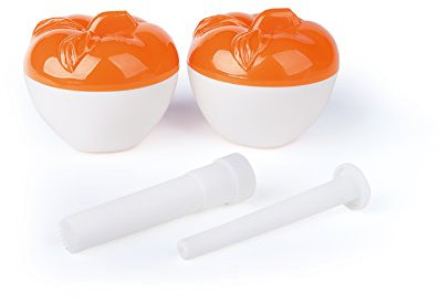 Excelsa Quick Cook Paquete de 2 Cocedor de Manzana microondas con sacatorsol, Color Blanco, 2