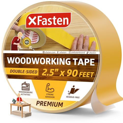XFasten nastro biadesivo per la lavorazione del legno con retro giallo 2,5 pollici x 30 iarde