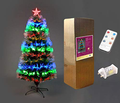 SHATCHI SHATCHI-1201 3ft Fibre Optic Christmas Tree Remote Control Various Effects Xmas Decorations, Green