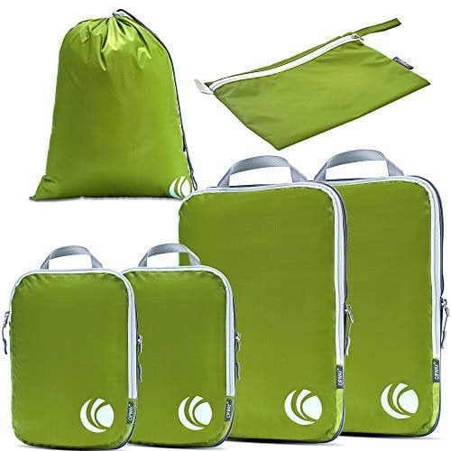 Cipway Kompressions-Packwürfel-Set, ultraleicht, erweiterbar, Reise-Organizer für Handgepäck (grün, 6 Stück)
