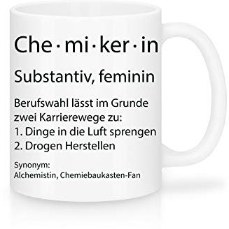Shirtinator Beruf Definition Chemikerin Geschenk Tasse mit Spruch, Arbeit Kollegen Gag Job witzig Teetasse