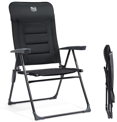 Timber Ridge Chaise de Jardin Exterieur Pliante en Aluminium Fauteuil Relax Jardin Pliable Luxueux Dossier Inclinable sur 7 Positions Noir