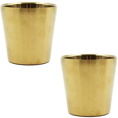Leyangamz Weingläser aus Edelstahl, Doppelwandig & Vakuumisoliert Auslaufsicher Weinbecher Unbreakable Trinkbecher Travel Becher Tasse für Kaffee, Wein, Cocktails, Getränke 2 Stück (Gold)