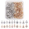FASHEWELRY 80pcs/box Clear Cubic Zirconia Charm Pendants Mixed Shapes Alloy Dangle Charms Light Gold & Platinum for Bracelet Necklace Earring Jewellery Making
