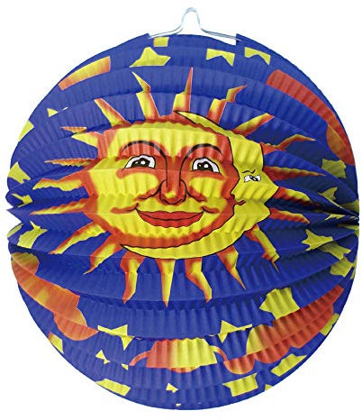 Idena 30229 - Lampion Sonne, Mond und Sterne, Durchmesser 26 cm, St. Martin, Lichterfest, Laternenumzug, Advent, Weihnachten, Dekoration