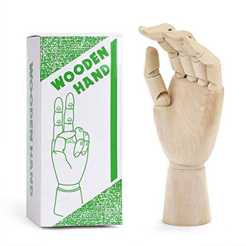 IPENNY Modellhand Gliederhand aus Holz Hölzerne Flexible Linke/Rechte Holzhand Menschliche Holzpuppe Zeichnungsmodell Holzhand Modell Künstler Zeichnungsmodell für Anfänger Profis Studenten 10 Zoll