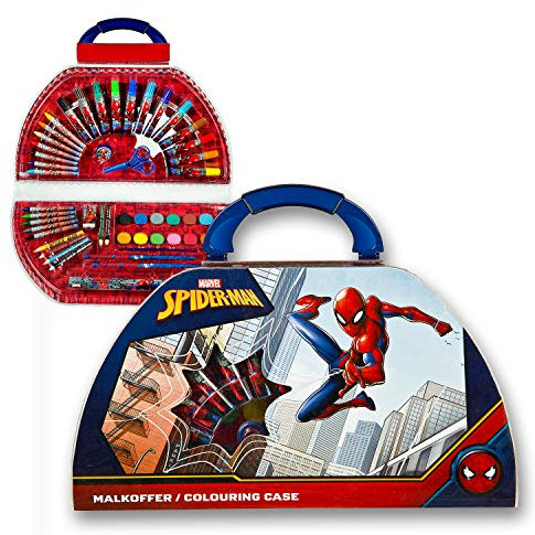 Undercover SPMA4220 - Malkoffer Set, Marvel Spider-Man, mit Filzstiften, Wachsmalkreiden, Wasserfarben und viel Zubehör, 51 teilig