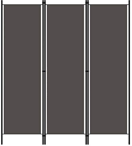 BIGTO Room Divider Trellis 3-Panel Fabric Powder-coated iron Folding Privacy Screens Anthracite 150 x180 cm