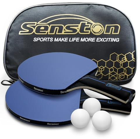 Senston Tischtennis Schläger Set, Profi 2 Tischtennisschläger und 3 Tischtennis-Bälle, Ideal für 2 Spieler