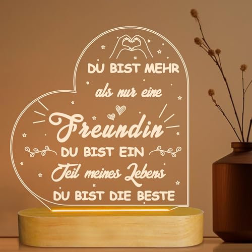 Beste Freundin Geschenke für Frauen, 3D Nacht Licht LED Illusion lampe für ihre Freundin Schwester Geburtstag Weihnachten dankeschön Geschenk