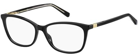 TOMMY HILFIGER Rechteckig Azetat Brillen in Schwarz für Damen, Brille mit Sehstärke, optional mit Sonnenbrillen tönung oder Blaulichtfilter (Modell 106483)