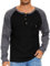 GLESTORE Langarmshirt Herren Herbst Winter Henley Shirt Waffelstrick Causal Brusttasche Knopfleiste Hemd T-Shirts Schwarz und Grau M