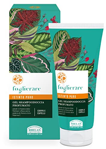 Helan, Foglierare, Instinkt Pure – Shampoo und Duschgel für Körper und Haar, belebender Duschschaum mit süßer Orange und Hagebutte, sanftes und duftendes Schaumbad, 200 ml