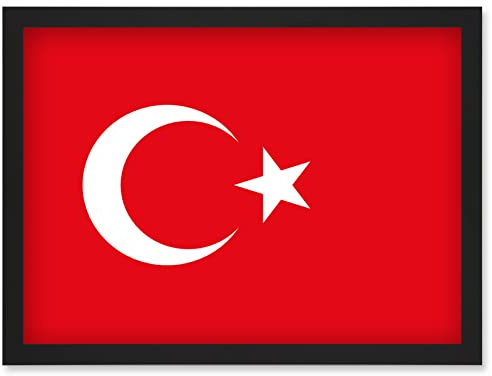 Artery8 Turkey National Flag Patriotic Vexillology World Flags Country Region Poster Artwork Framed Wall Art Print A4