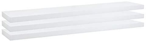 eSituro Lot de 3 Étagère Murale, Étagère Flottante, Étagère Rangement Murale, en MDF et Métal, avec Support Invisible, pour Chambre, Salon, Bureau, Cuisine, Blanc, 70x22,9x3,8cm